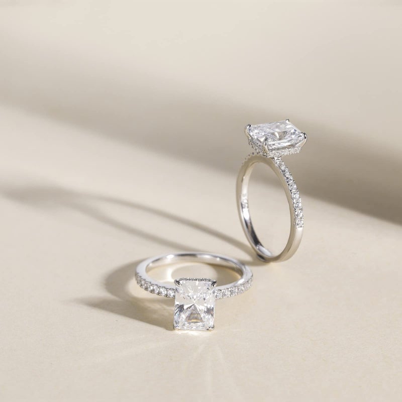 EAMTI 3CT 925 Sterling Silver Engagement Rings Radiant Cut Solitaire Cubic Zirconia CZ Wedding Promise Rings for Her Wedding Bands for Women Size 5 - Image 3