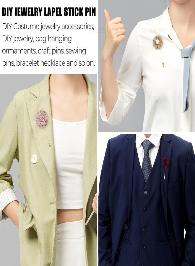 AUEAR, 40 Pack Round Tray Lapel Pin Stick Craft Pins for Men Women Suit Tie Hat Scarf DIY Costume Jewelry Accessories Silver Gold - Image 3