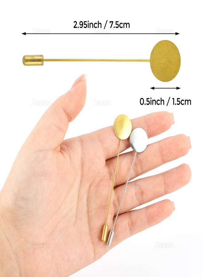 AUEAR, 40 Pack Round Tray Lapel Pin Stick Craft Pins for Men Women Suit Tie Hat Scarf DIY Costume Jewelry Accessories Silver Gold - Image 2