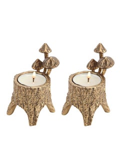NIKKY HOME NIKKY HOME Mushroom Candle Holder Set of 2, Cute Tealight Candle Holders for Centerpiece Table Decorations, Decorative Stand for Tea Light Candles, Votive Candles, Cottagecore Fall Decor - Gold  - Image 1