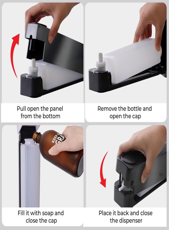 Robustt Stylish Wall Mounted Liquid Soap Dispenser 360ML (Black, Pack of 1) - with Adhesive Hooks | Easy Installation for Bathroom & Kitchen - Durable ABS Material, Sleek Design - Image 4