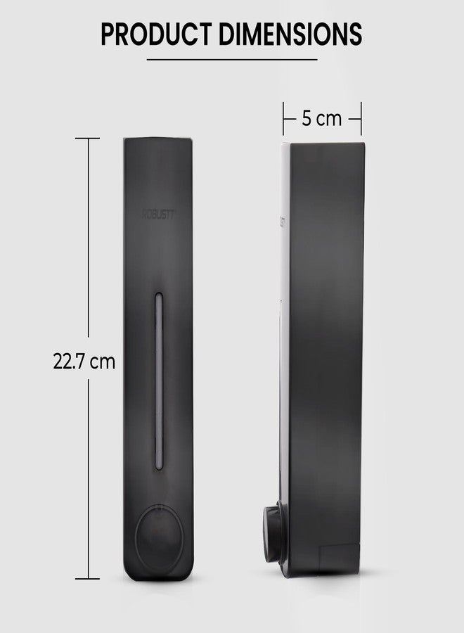 Robustt Stylish Wall Mounted Liquid Soap Dispenser 360ML (Black, Pack of 1) - with Adhesive Hooks | Easy Installation for Bathroom & Kitchen - Durable ABS Material, Sleek Design - Image 3