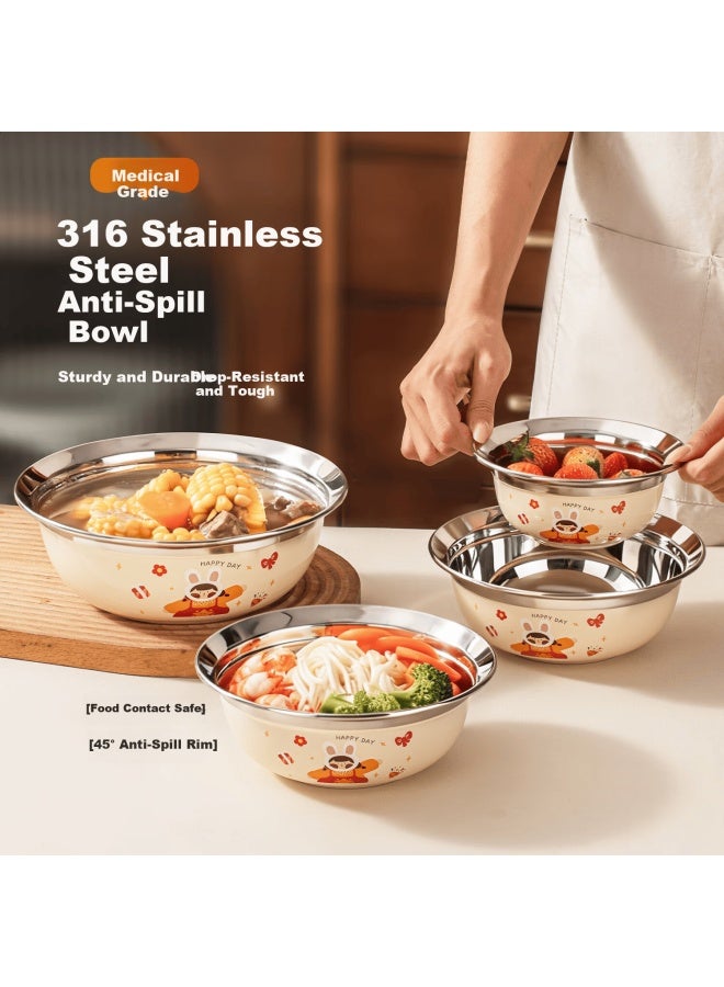 Treejack 316 Stainless Steel Kids Feeding Bowl And Cup Set With Fork And Spoon, Thickened Toddler Bowl For Kindergarten, Noodle Bowl, Soup Bowl - Image 1