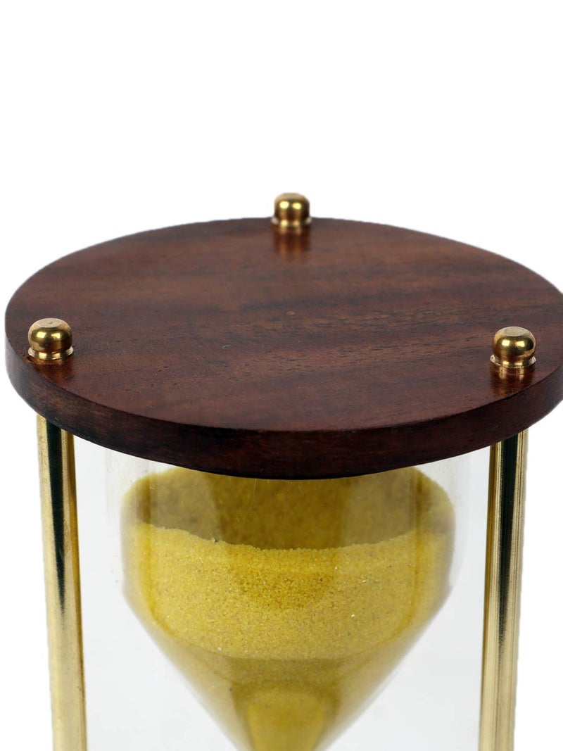 Ximdeco Nautical Vintage Style Brass and Wood Purple | Sand Timer | Sand Glass | Hour Glass | Sand Clock Ideal for Exercise Making Tea Kids Playing Gift 5 Minutes 5.5 Inches Showpiece (Yellow) - Image 5