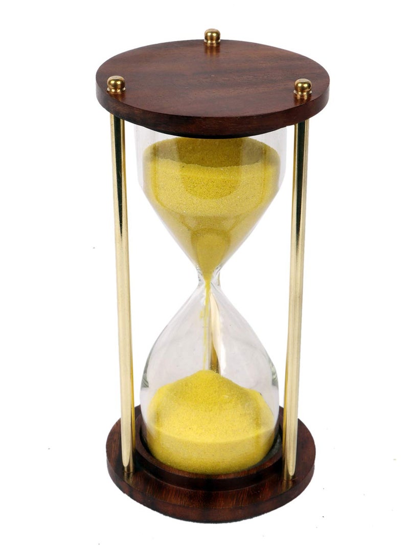 Ximdeco Nautical Vintage Style Brass and Wood Purple | Sand Timer | Sand Glass | Hour Glass | Sand Clock Ideal for Exercise Making Tea Kids Playing Gift 5 Minutes 5.5 Inches Showpiece (Yellow) - Image 4