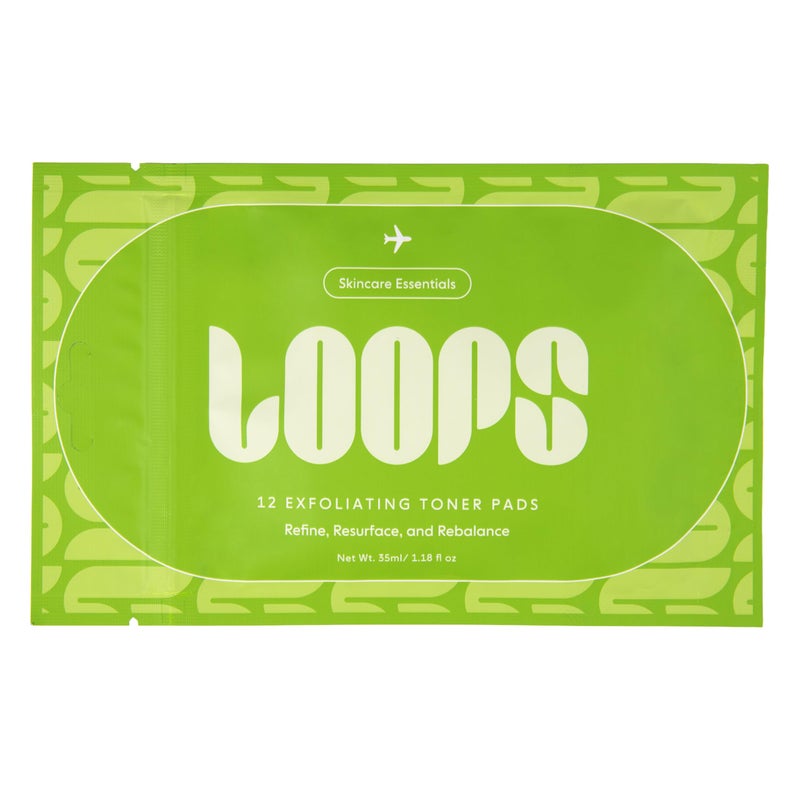 LOOPS Exfoliating Toner Korean Skincare - Refine, Resurface, and Rebalance Skin - Pre-soaked Veocell Embo Bamboo Pad - Vegan, Natural, Biodegradable Gentle Toner Pads for Face - Pack of 12 - Image 1