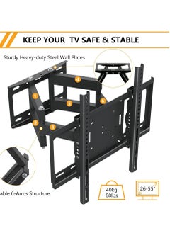 None/Brand Wall Mount TV Stand with Rugged Double Arm, Standard Load-bearing 26"-55", Maximum size 75 inches, Holds Up to 40kg  - Image 2