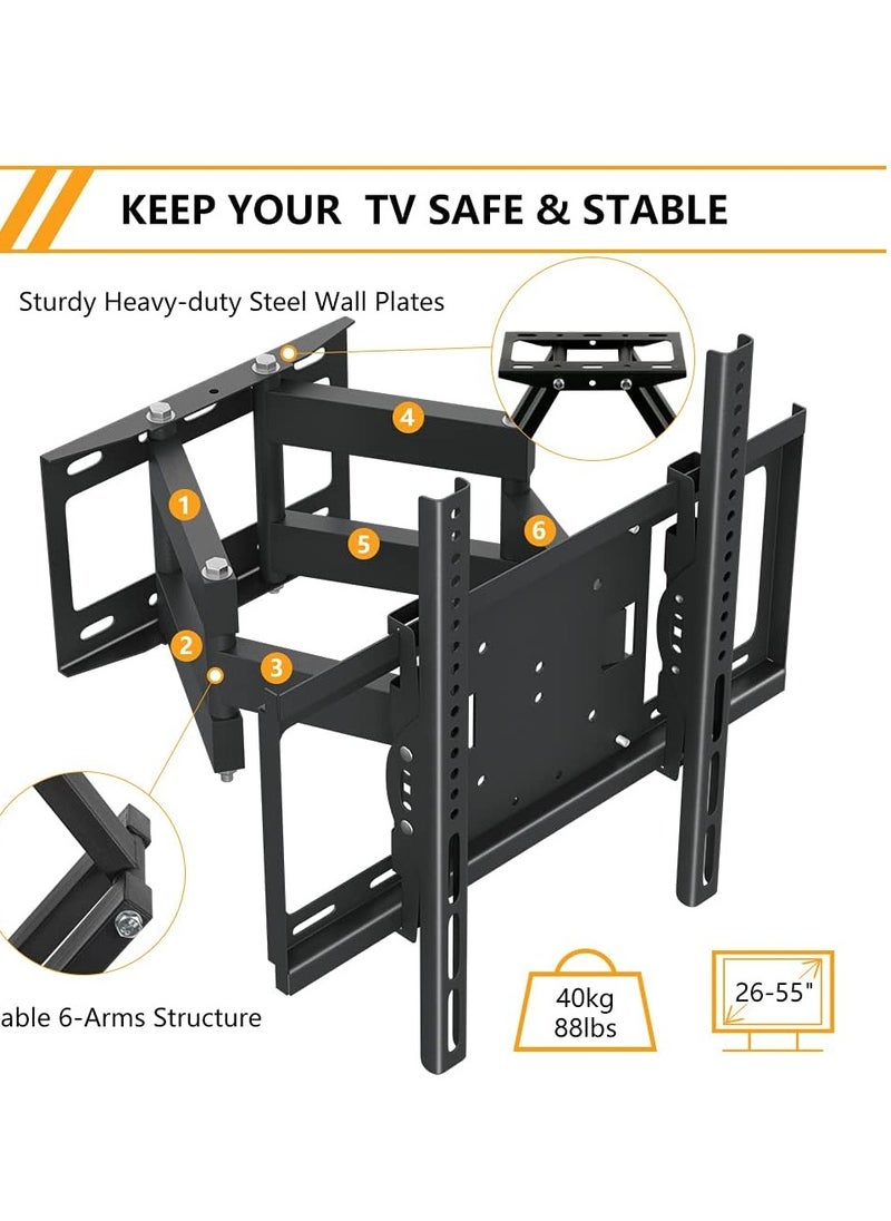 None/Brand Wall Mount TV Stand with Rugged Double Arm, Standard Load-bearing 26"-55", Maximum size 75 inches, Holds Up to 40kg  - Image 2