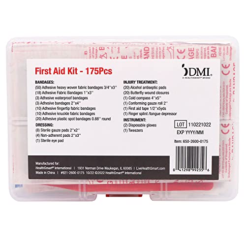 DMI 175-Piece First Aid Kit for Minor Injuries, Cuts and Scrapes, All-Purpose, Portable and Convenient, Includes Bandages, Injury Treatment, Dressings, and Instruments, HSA & FSA Eligible - Image 2