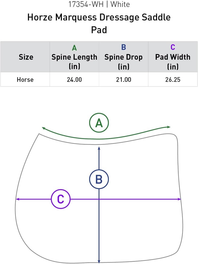HORZE Marquess Quilted QuickDry Dressage Saddle Pad with Crystal Trim - Image 3