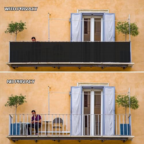 SUNLAX 3'x16' Black Balcony Privacy Screen Fence Windscreen Cover Fabric Shade Netting Mesh Cloth with Grommets UV Protection for Patio, Backyard, Porch, Railing Shield 90% (We Make Custom Sizes) - Image 5