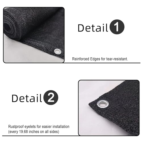 SUNLAX 3'x16' Black Balcony Privacy Screen Fence Windscreen Cover Fabric Shade Netting Mesh Cloth with Grommets UV Protection for Patio, Backyard, Porch, Railing Shield 90% (We Make Custom Sizes) - Image 4