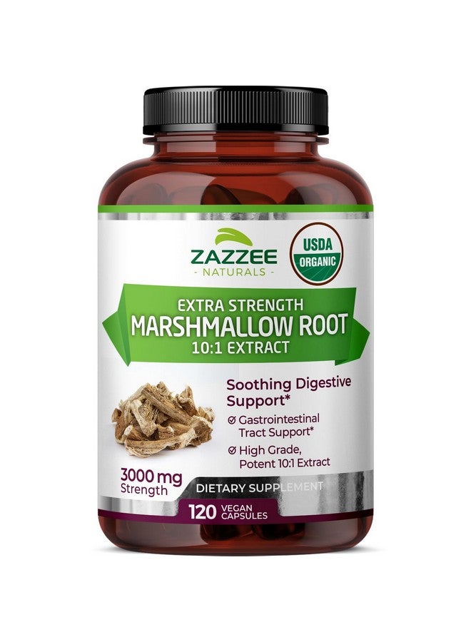 Zazzee USDA Organic Marshmallow Root 10:1 Extract, 3000 mg Strength, 120 Vegan Capsules, 4 Month Supply, Standardized, Concentrated 10X Extract, 100% Vegetarian, All-Natural, Non-GMO, Made in The USA - Image 1