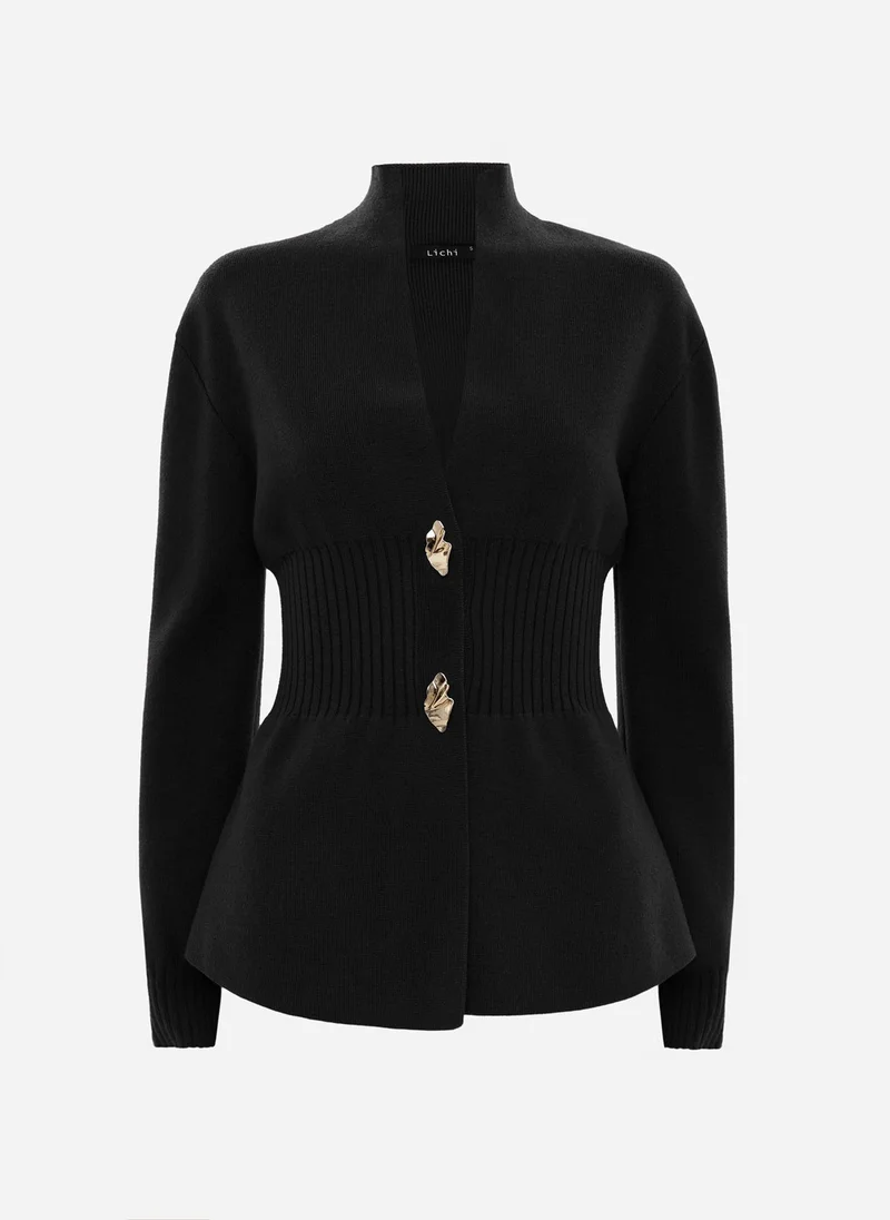 ليتشي كارديجان ملائم بأزرار ذهبية
