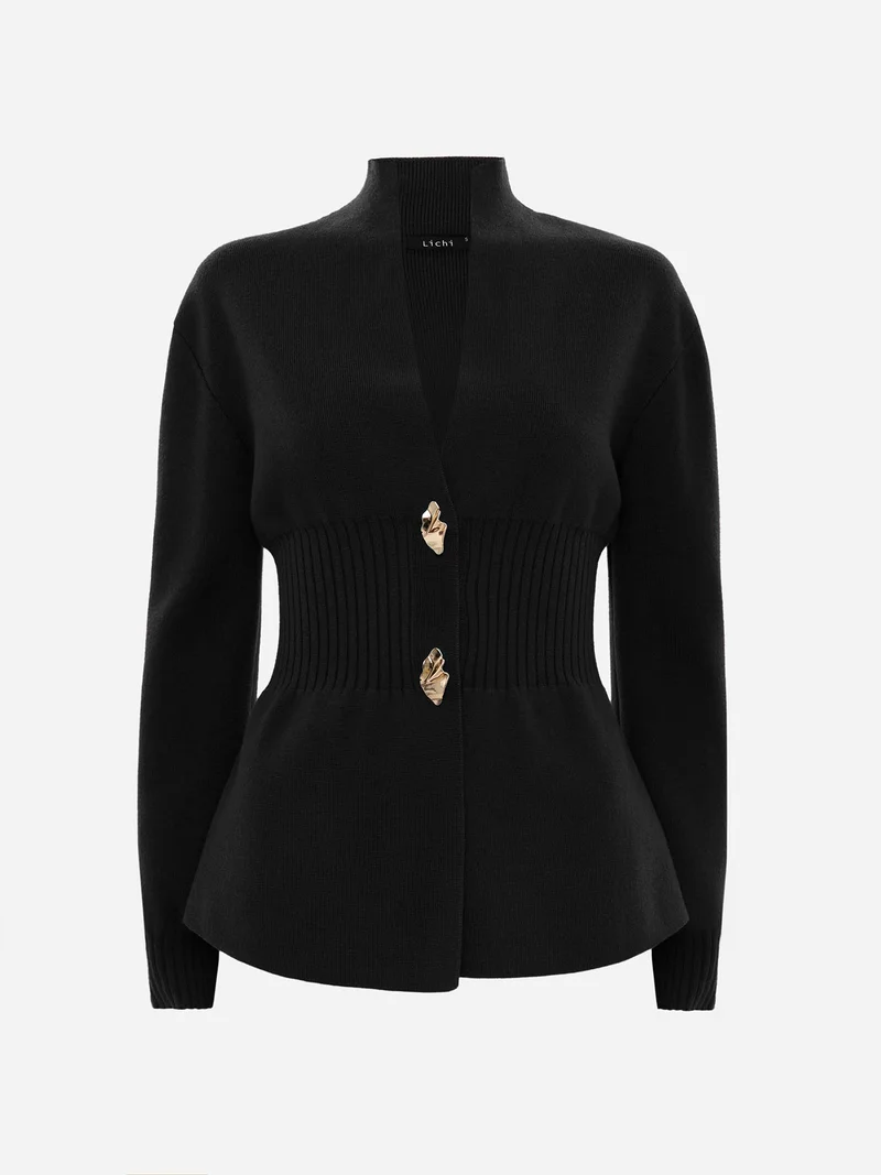 Lichi Fitted cardigan with golden fittings