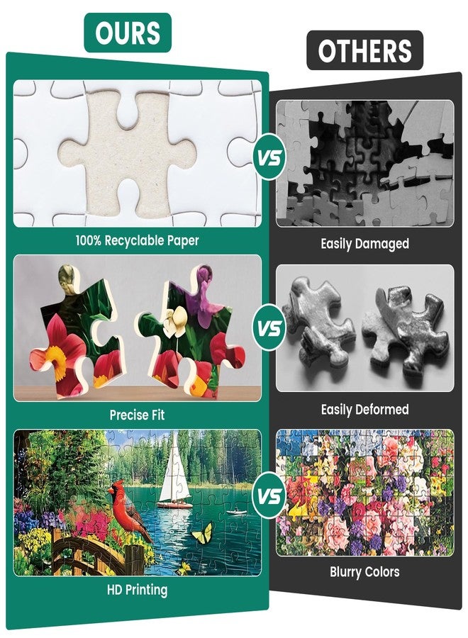 Edsjegn 300 Piece Puzzles for Adults,Lake Cabin Jigsaw Puzzle for Adults Kids Elderly,Large Piece Countryside Puzzle for Kids Age 8-10 10-12,Challenging Landscape Puzzle,Family Game Great Gift 20.5x15in - Image 4