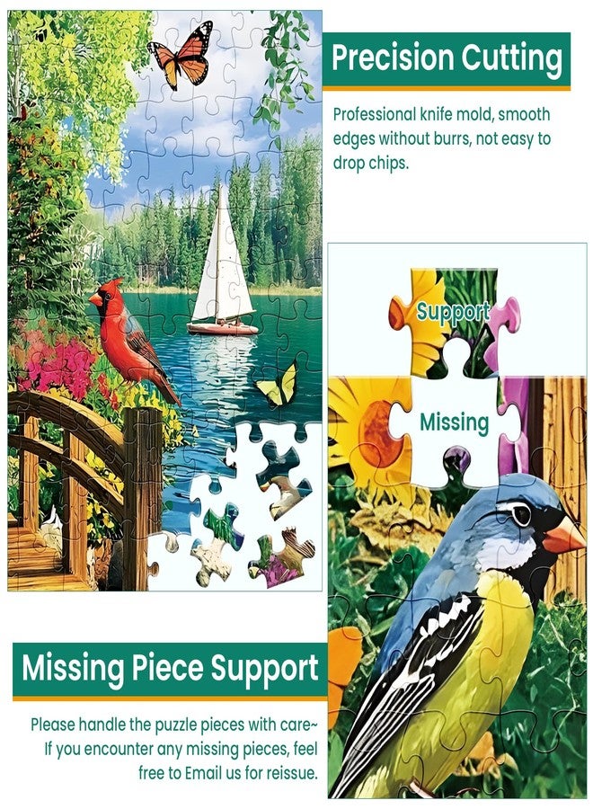 Edsjegn 300 Piece Puzzles for Adults,Lake Cabin Jigsaw Puzzle for Adults Kids Elderly,Large Piece Countryside Puzzle for Kids Age 8-10 10-12,Challenging Landscape Puzzle,Family Game Great Gift 20.5x15in - Image 5