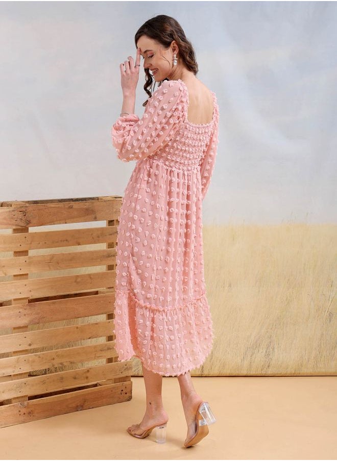 Freehand - Women Fit and Flared Casual Textured Maxi Dress - Image 1