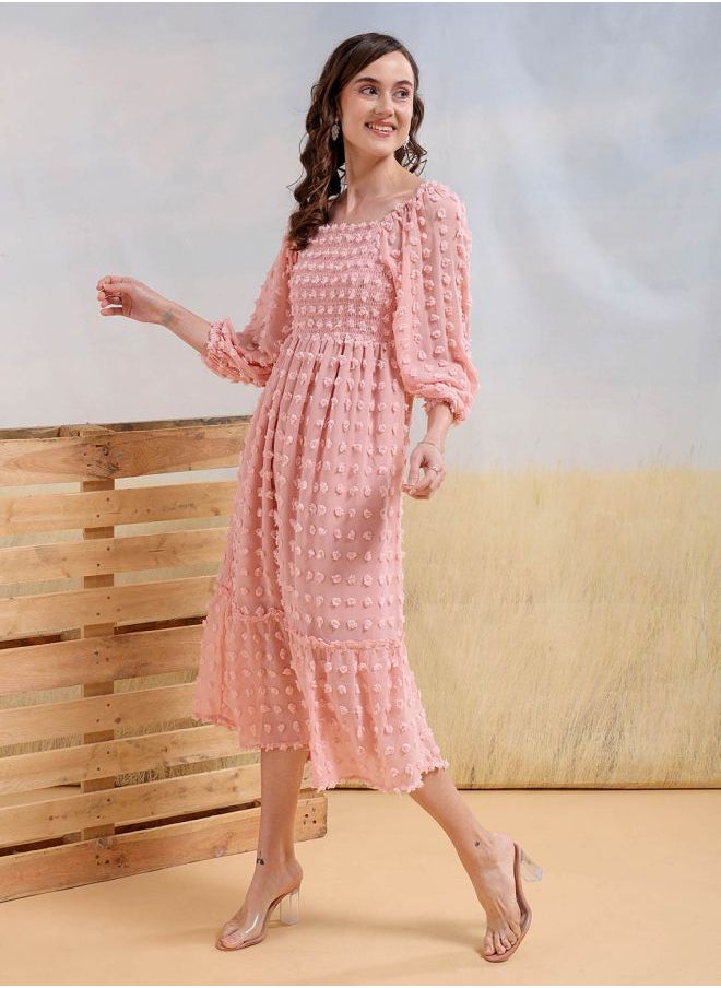 Freehand - Women Fit and Flared Casual Textured Maxi Dress - Image 1