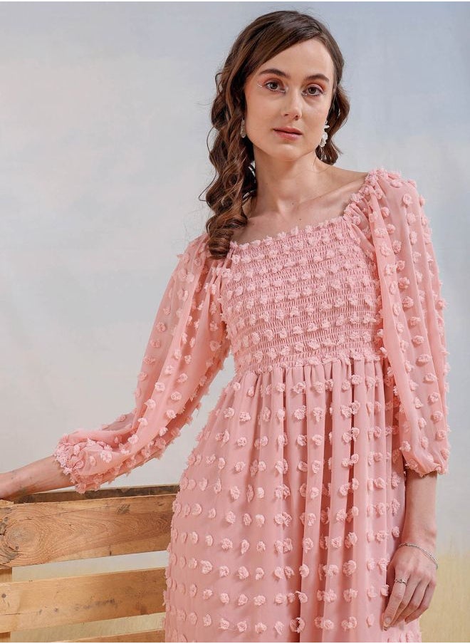 Freehand - Women Fit and Flared Casual Textured Maxi Dress - Image 1