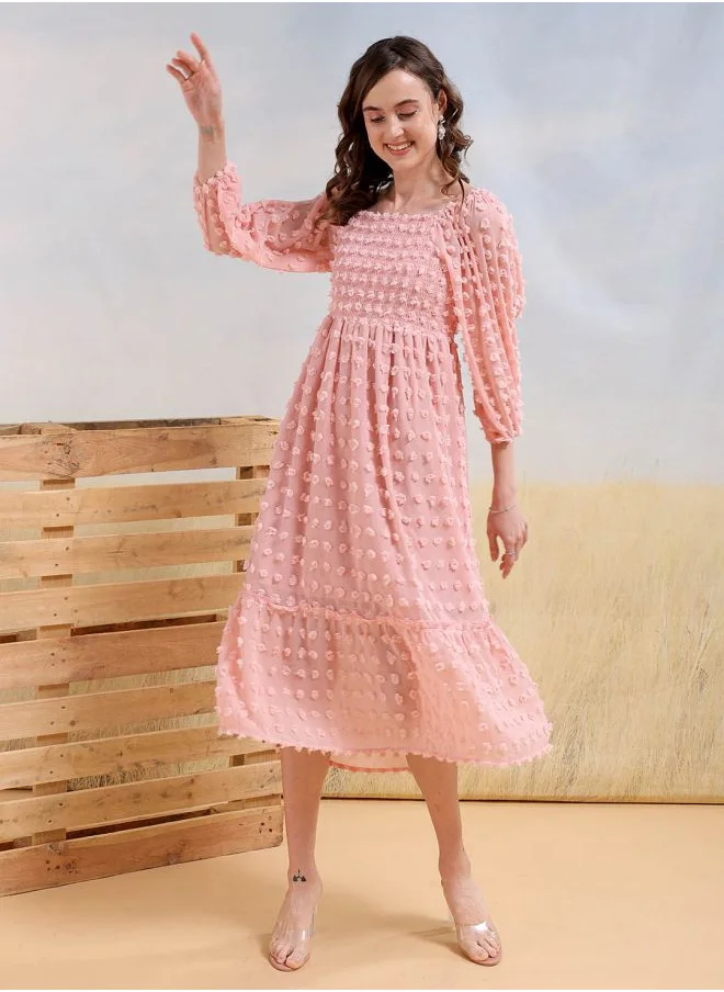 Freehand Women Fit and Flared Casual Textured Maxi Dress