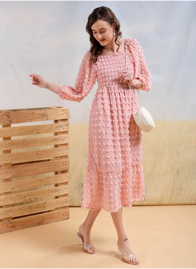 Freehand - Women Fit and Flared Casual Textured Maxi Dress - Image 1