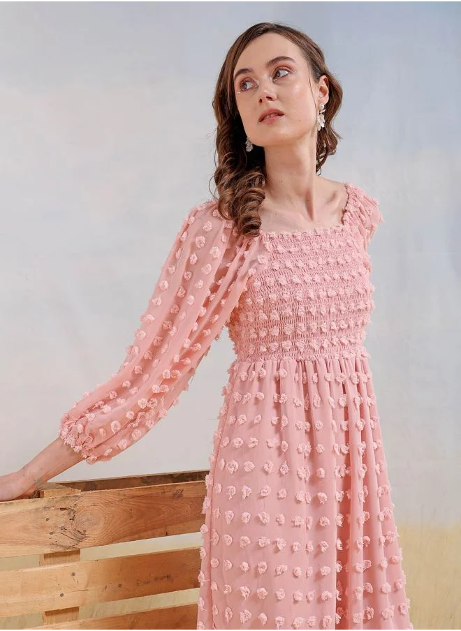 Freehand Women Fit and Flared Casual Textured Maxi Dress