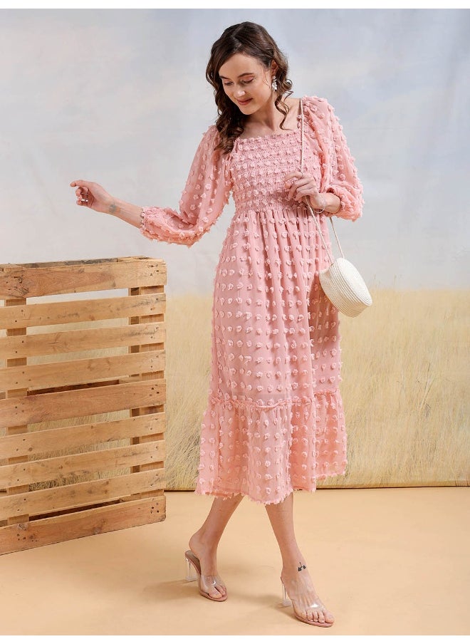 Women Casual Fit And Flare Textured Smocked Square Neck Maxi Dress - pzsku/Z2E1DB5470CA71D7A5EA1Z/45/_/1735903591/7ffcff1a-005b-4ceb-93c7-d6d2e45f284c