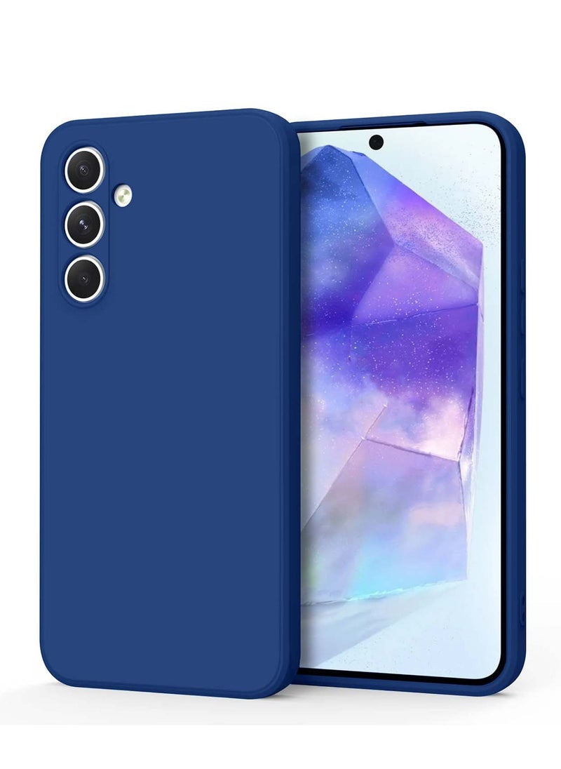 Wtech Samsung Galaxy A55 5G 2024 Premium Soft Liquid Silicone Case Cover (MCRPSN) - Navy Blue  - Image 1