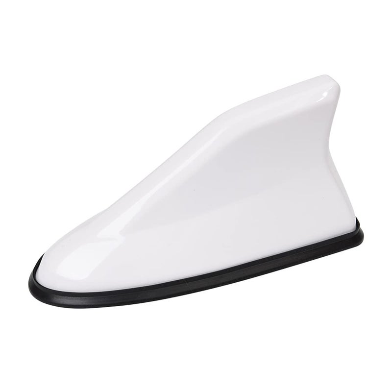 BELOMI Car Shark Fin Antenna Cover, Roof Aerial Base AM/FM Radio Signal for Car SUV Truck, Vehicle Shark Fin Shape Cover with Adhesive Tape, Car Accessories Antenna Replacement Fits Most Cars (White) - Image 1