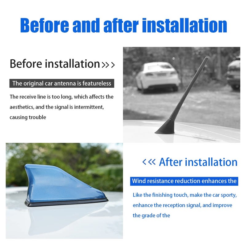 BELOMI Car Shark Fin Antenna Cover, Roof Aerial Base AM/FM Radio Signal for Car SUV Truck, Vehicle Shark Fin Shape Cover with Adhesive Tape, Car Accessories Antenna Replacement Fits Most Cars (White) - Image 3