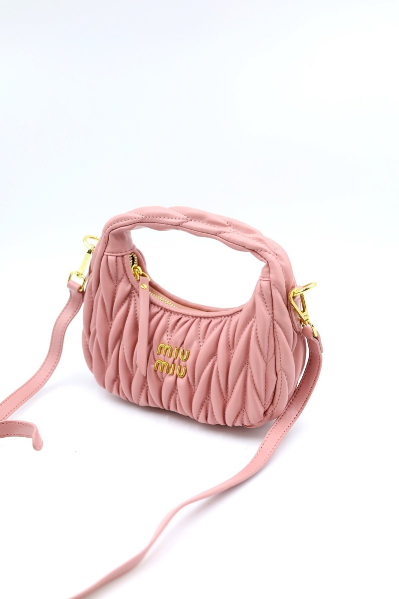 Miu Miu MIU Wander nappa leather hobo Shoulder Bag With Crossbody Strap Zip Closure  - Image 3