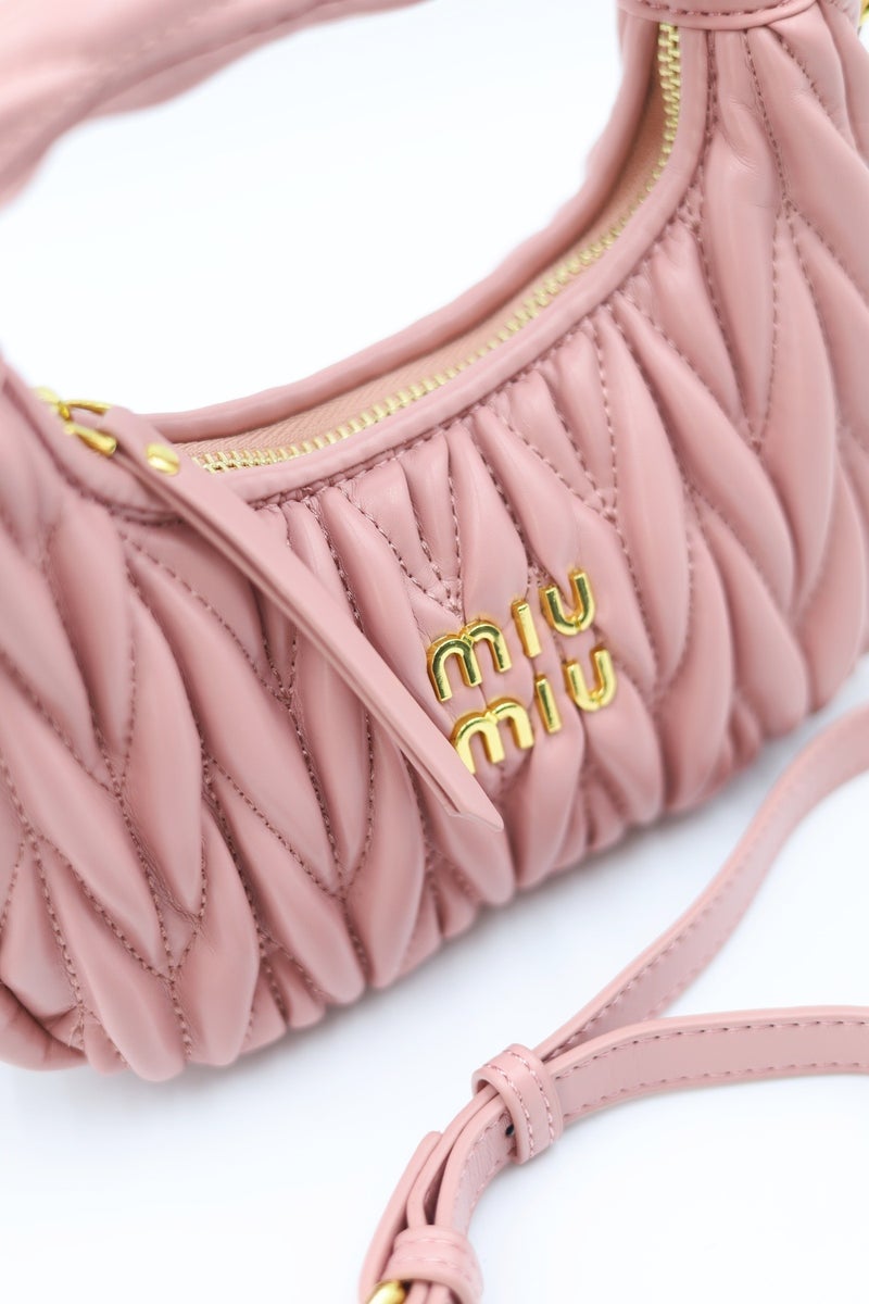 Miu Miu MIU Wander nappa leather hobo Shoulder Bag With Crossbody Strap Zip Closure  - Image 4