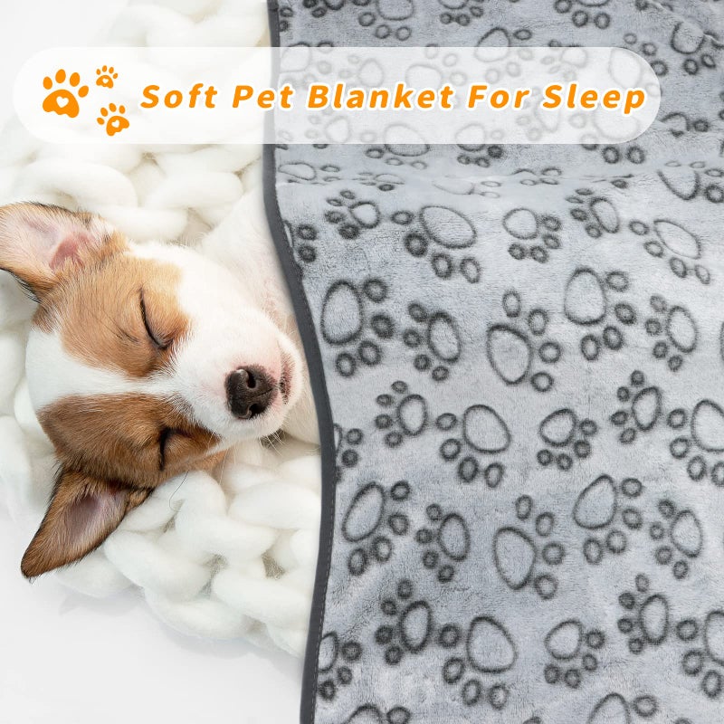 LOKOZ 2 Pack Dog Blanket for Small Medium Dogs, Soft Washable Fleece Pet Blankets with Paw Print, Puppy & Cat Blanket for Bed Couch Sofa, 24"x32" - Image 5