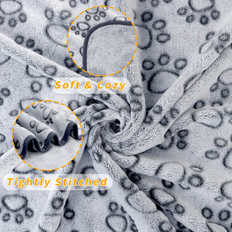 LOKOZ 2 Pack Dog Blanket for Small Medium Dogs, Soft Washable Fleece Pet Blankets with Paw Print, Puppy & Cat Blanket for Bed Couch Sofa, 24"x32" - Image 4