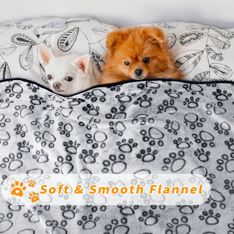 LOKOZ 2 Pack Dog Blanket for Small Medium Dogs, Soft Washable Fleece Pet Blankets with Paw Print, Puppy & Cat Blanket for Bed Couch Sofa, 24"x32" - Image 2