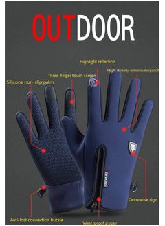 Excefore Winter Warm Gloves Men Women Cycling Wkiing Windproof and Waterproof Pu Leather Touchscreen Cold Weather Driving Gloves M  - Image 4
