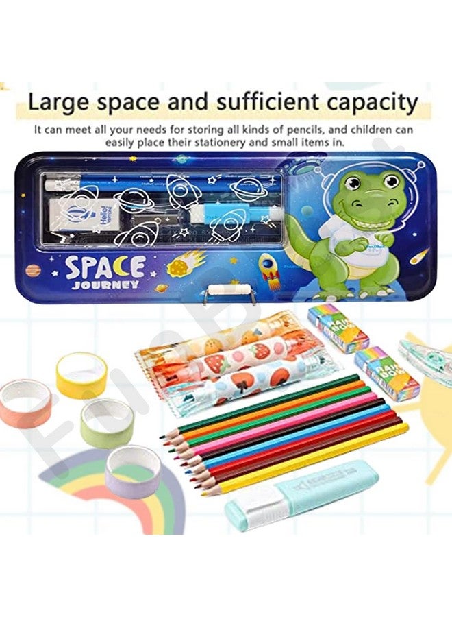 FunBlast Space Journey Theme Metal Pencil Box Case with Pencil, Eraser, Sharpener Stationery Set - Double Layer Pencil Case Stationary Organizer for Kids, Boys, Girls (Space Journey) - Image 2