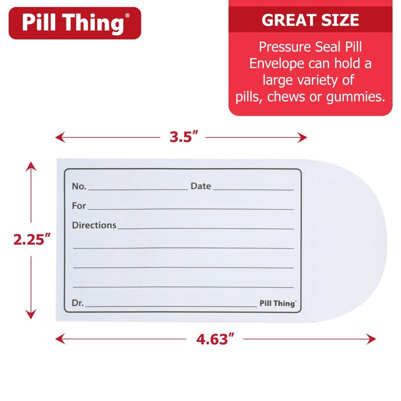 pill thing Printed Pill Envelope with Peel and Seal Pressure Closure - 3.5" x 2.5", Easy to Fill, Holds Variety of Pill Sizes (100) - Image 3