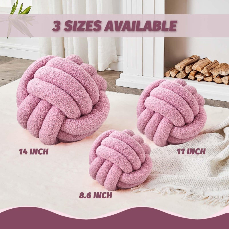 Uvvyui عقدة وسادة كرة ناعمة المنزل زخرفية رمي رمي وسادة مقنعة وسادة أقحشة وسادة الدائرة الدائرية وسادة وسادة (8.6 بوصة الأرجواني المتربل) - Image 2