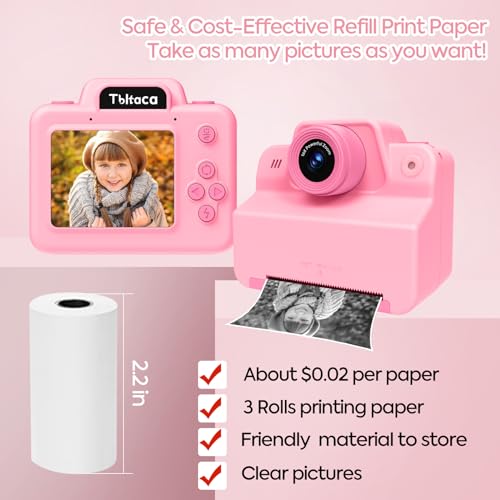 Tbltaca Kids Camera Instant Print Camera for Kids, Toddler Instant Camera for 3 4 5 6 7 8 9 10 Year Old Girls Christmas Birthday Gifts, Portable Kid Child Digital Travel Camera Toy for Girl Boy Age 3-12 - Image 3