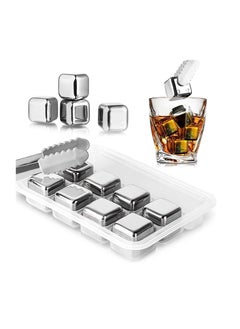 Y&D Whiskey Stones Luxury Gift Set - 8pcs Stainless Steel Reusable Ice Cubes with Barman Tongs and Freezer Tray  - Image 1