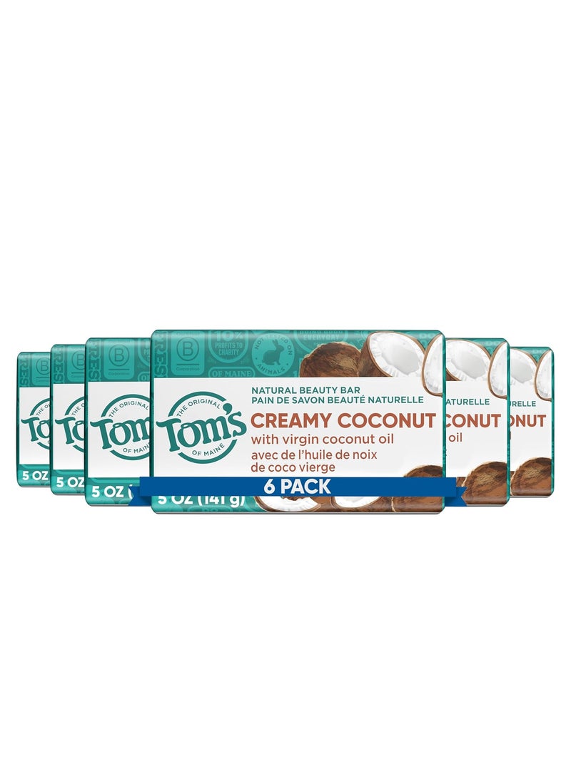 Tom's of Maine - Toms of Maine Natural Beauty Bar Soap Creamy Coconut With Virgin Coconut Oil 5 oz 6Pack Packaging May Vary - Image 1
