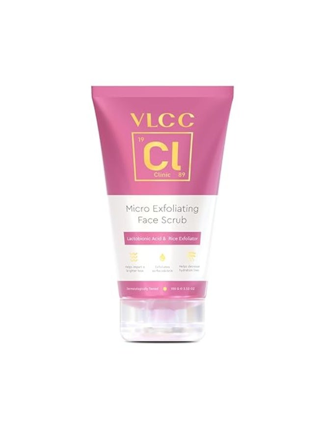 VLCC Clinic Micro Exfoliating Face Scrub - 100g | Mild Exfoliation | Brightening | Detoxifying | Removes Dirt, Dust, Oil & Impurities | Lactobionic Acid & Rice Exfoliator | Suitable for Sensitive Skin - Image 1