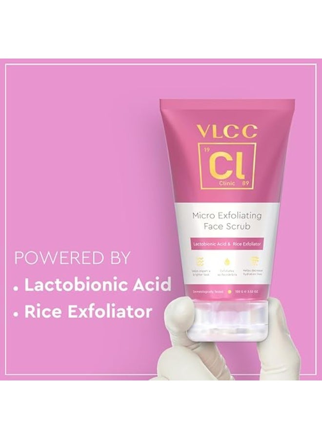 VLCC Clinic Micro Exfoliating Face Scrub - 100g | Mild Exfoliation | Brightening | Detoxifying | Removes Dirt, Dust, Oil & Impurities | Lactobionic Acid & Rice Exfoliator | Suitable for Sensitive Skin - Image 4