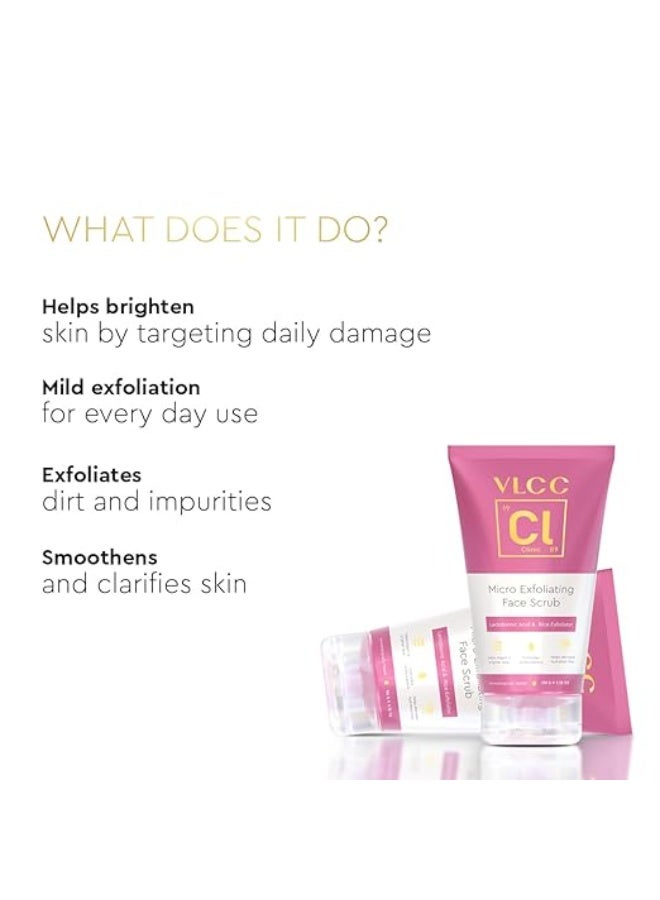 VLCC Clinic Micro Exfoliating Face Scrub - 100g | Mild Exfoliation | Brightening | Detoxifying | Removes Dirt, Dust, Oil & Impurities | Lactobionic Acid & Rice Exfoliator | Suitable for Sensitive Skin - Image 2