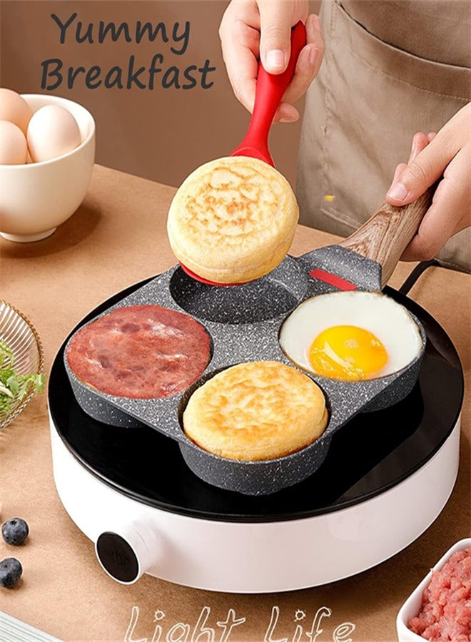 وعاء قلي البيض، وعاء طهي البانكيك بدون عصا للفطور، سكيلة الإفطار متعددة الاستعمالات، مناسب لوقد الغاز وطباخ الحث (أسود) - Image 2