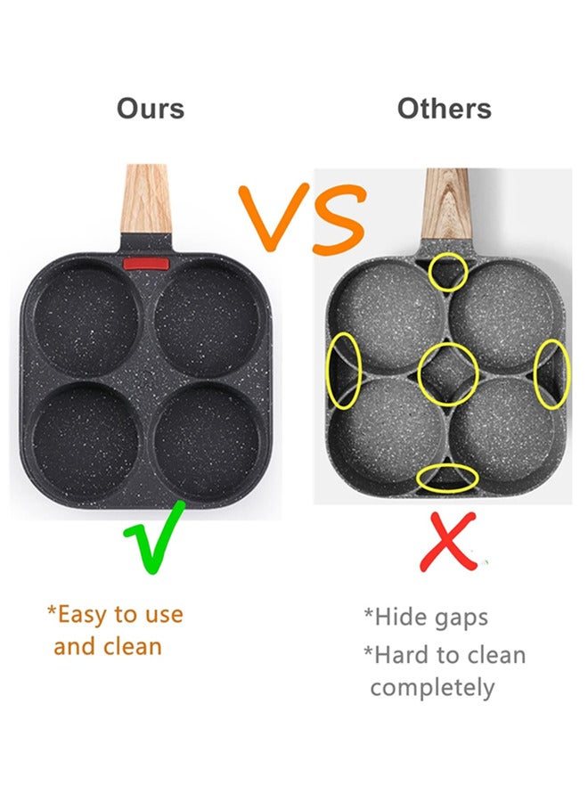 وعاء قلي البيض، وعاء طهي البانكيك بدون عصا للفطور، سكيلة الإفطار متعددة الاستعمالات، مناسب لوقد الغاز وطباخ الحث (أسود) - Image 4