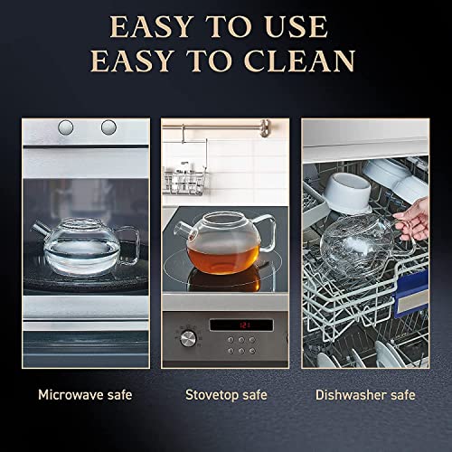 ZROY ENTERPRISE Glass Teapot with Infuser | 1000ml | Kettle for Loose Leaf & Blooming Tea Stovetop & Microwave Safe Borosilicate Glass Clear Tea Maker Pot with Removable Infusion (ZROY - 04) - Image 4