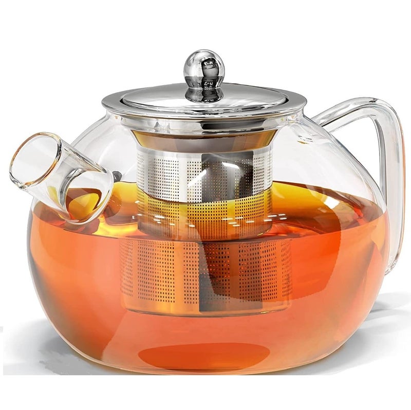 ZROY ENTERPRISE Glass Teapot with Infuser | 1000ml | Kettle for Loose Leaf & Blooming Tea Stovetop & Microwave Safe Borosilicate Glass Clear Tea Maker Pot with Removable Infusion (ZROY - 04) - Image 1